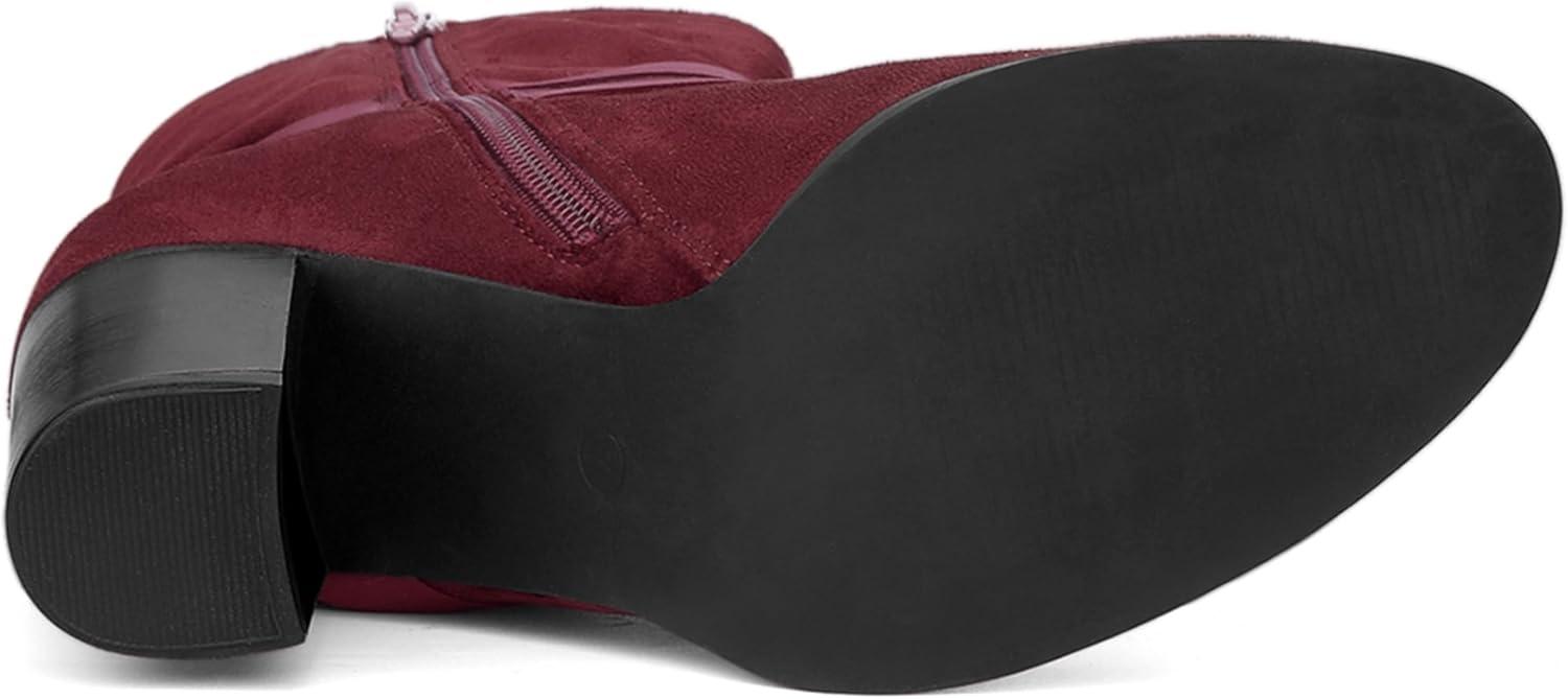 imageAllegra K Womens Slouch Chunky Heel Ankle BootsBurgundy