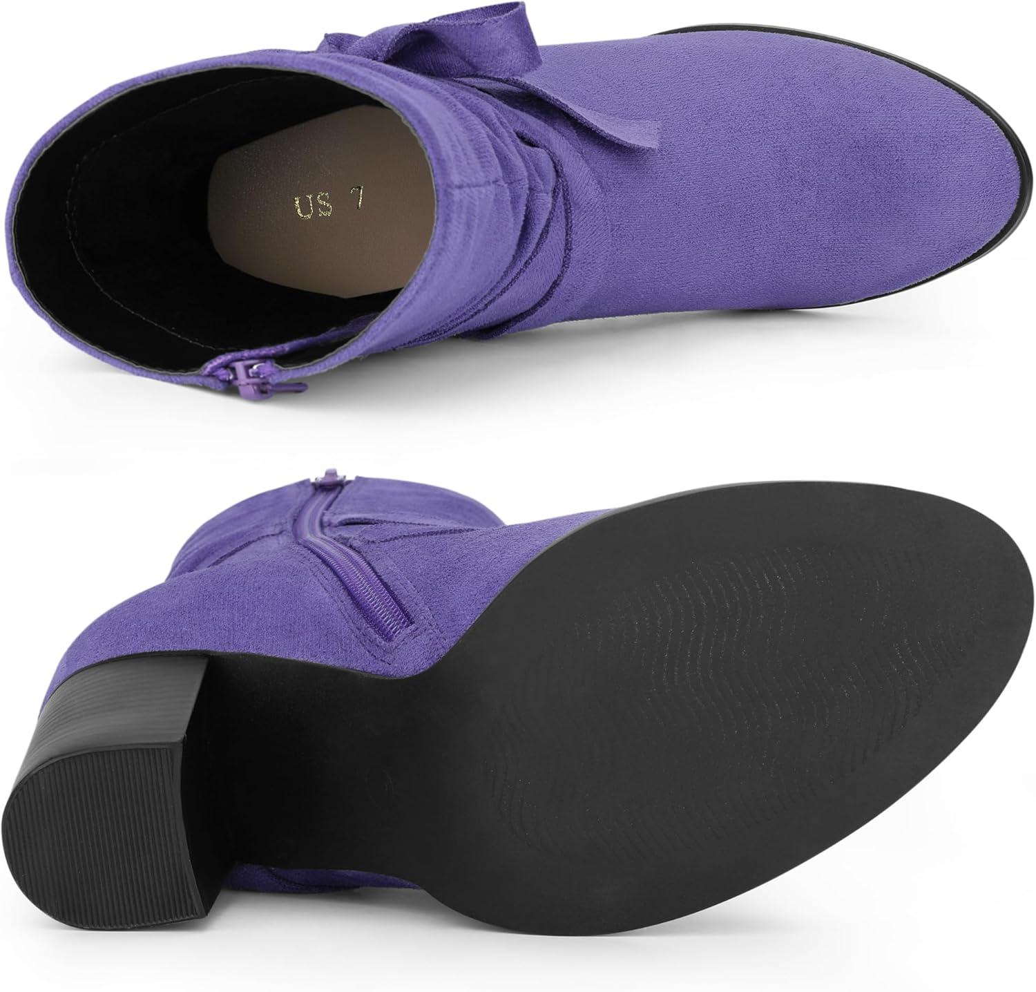 imageAllegra K Womens Slouch Chunky Heel Ankle BootsDark Purple