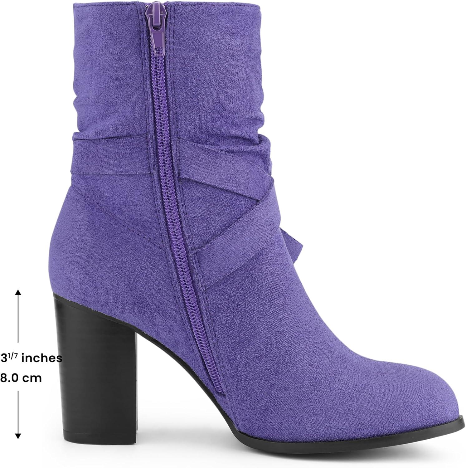 imageAllegra K Womens Slouch Chunky Heel Ankle BootsDark Purple
