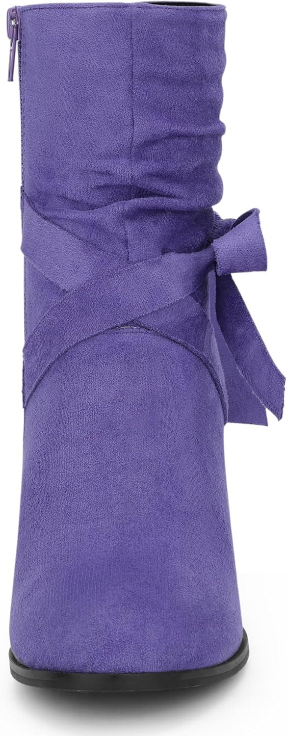imageAllegra K Womens Slouch Chunky Heel Ankle BootsDark Purple