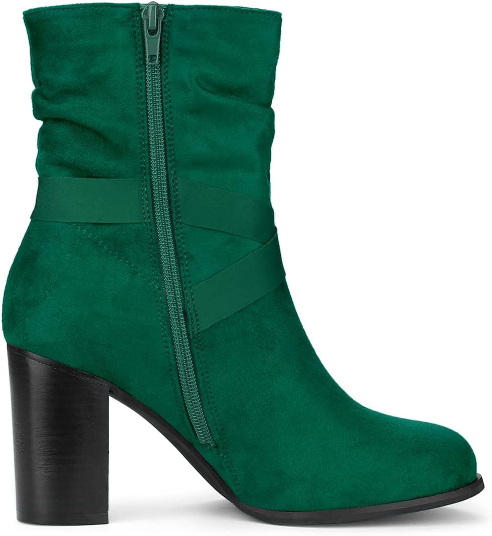 imageAllegra K Womens Slouch Chunky Heel Ankle BootsEmerald Green