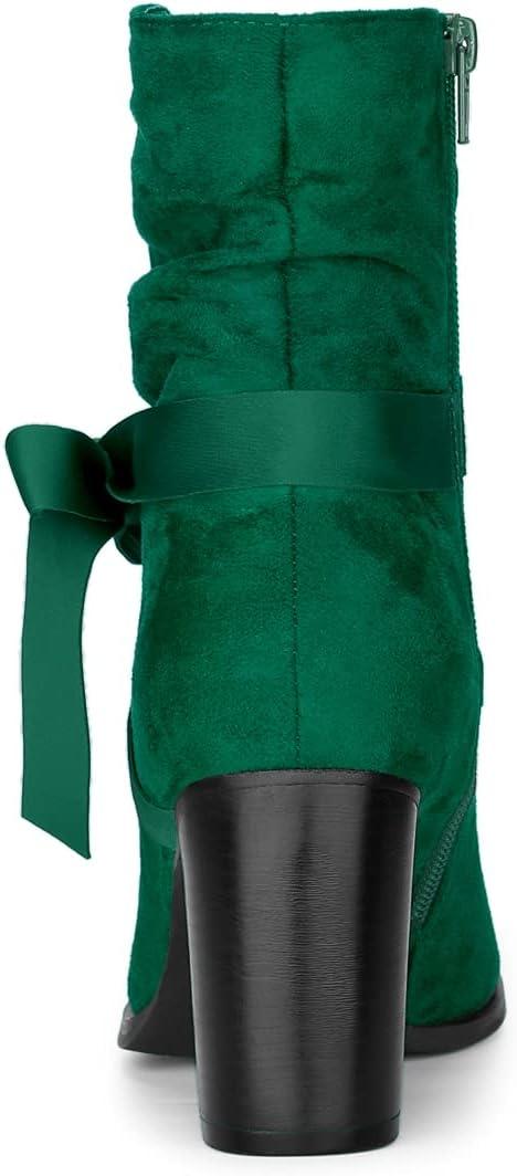 imageAllegra K Womens Slouch Chunky Heel Ankle BootsEmerald Green