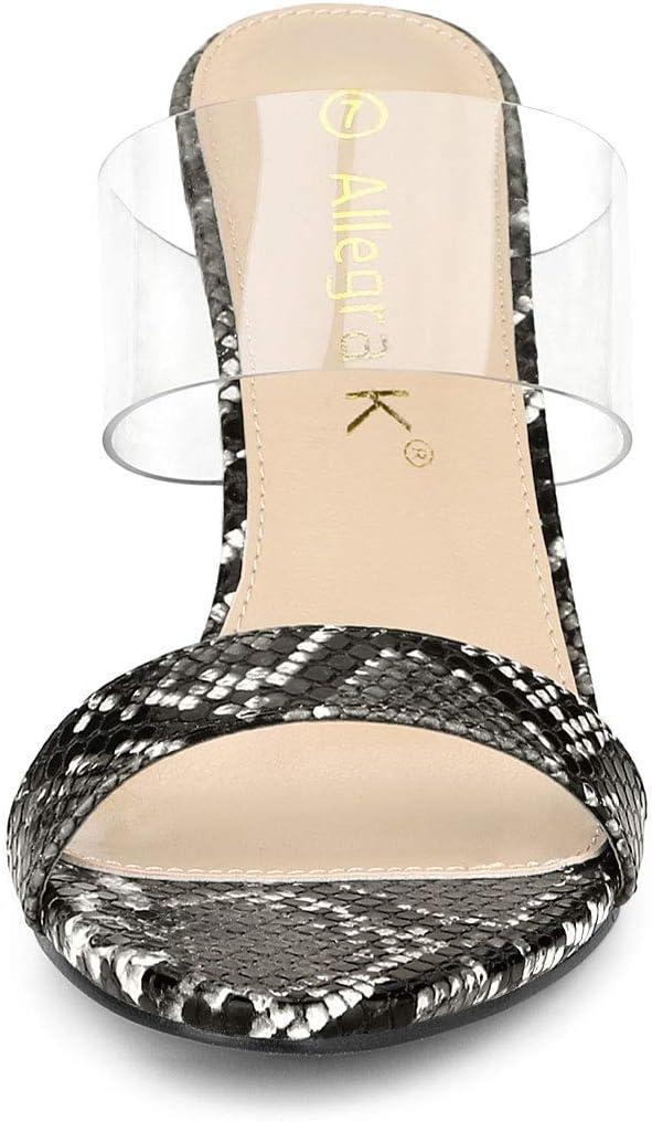 imageAllegra K Womens Snake Print Block Heel Snakeskin Heels Slide SandalsBlack Snakeskin