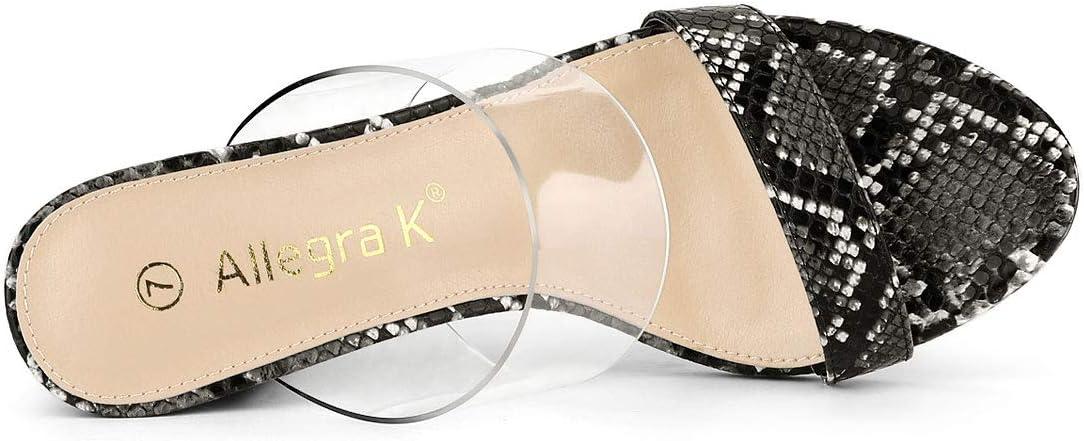 imageAllegra K Womens Snake Print Block Heel Snakeskin Heels Slide SandalsBlack Snakeskin
