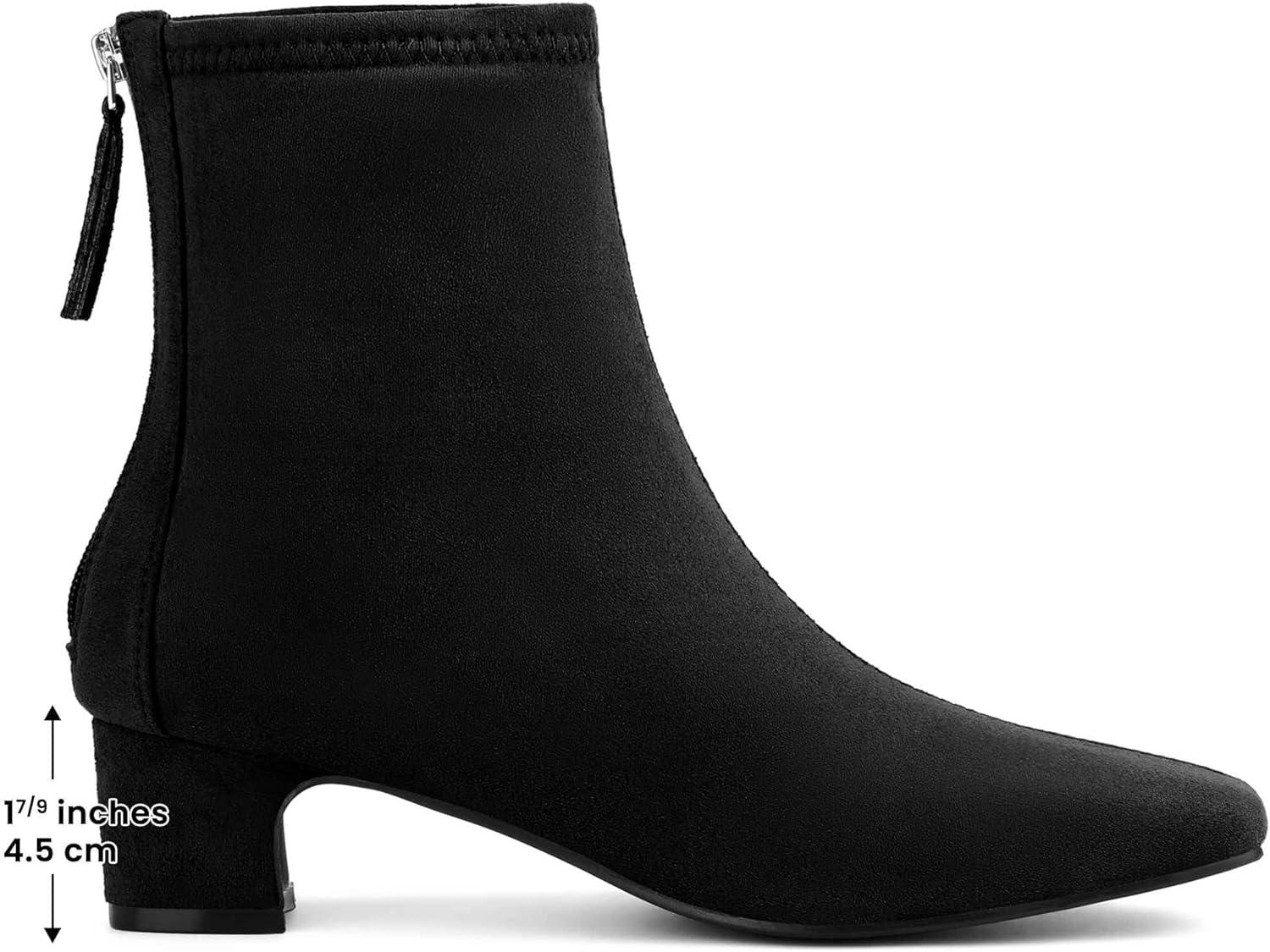 imageAllegra K Womens Square Toe Ankle Boots Chunky Low Heels BootsBlack