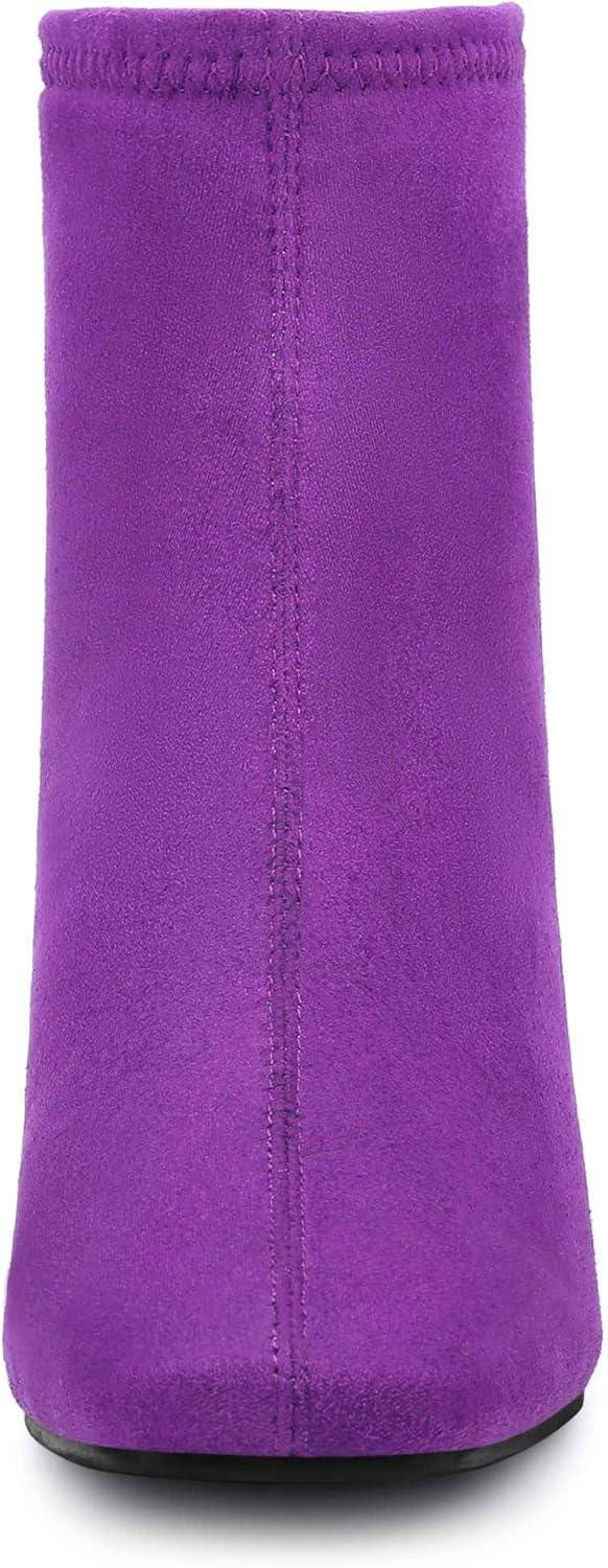 imageAllegra K Womens Square Toe Ankle Boots Chunky Low Heels BootsPurple