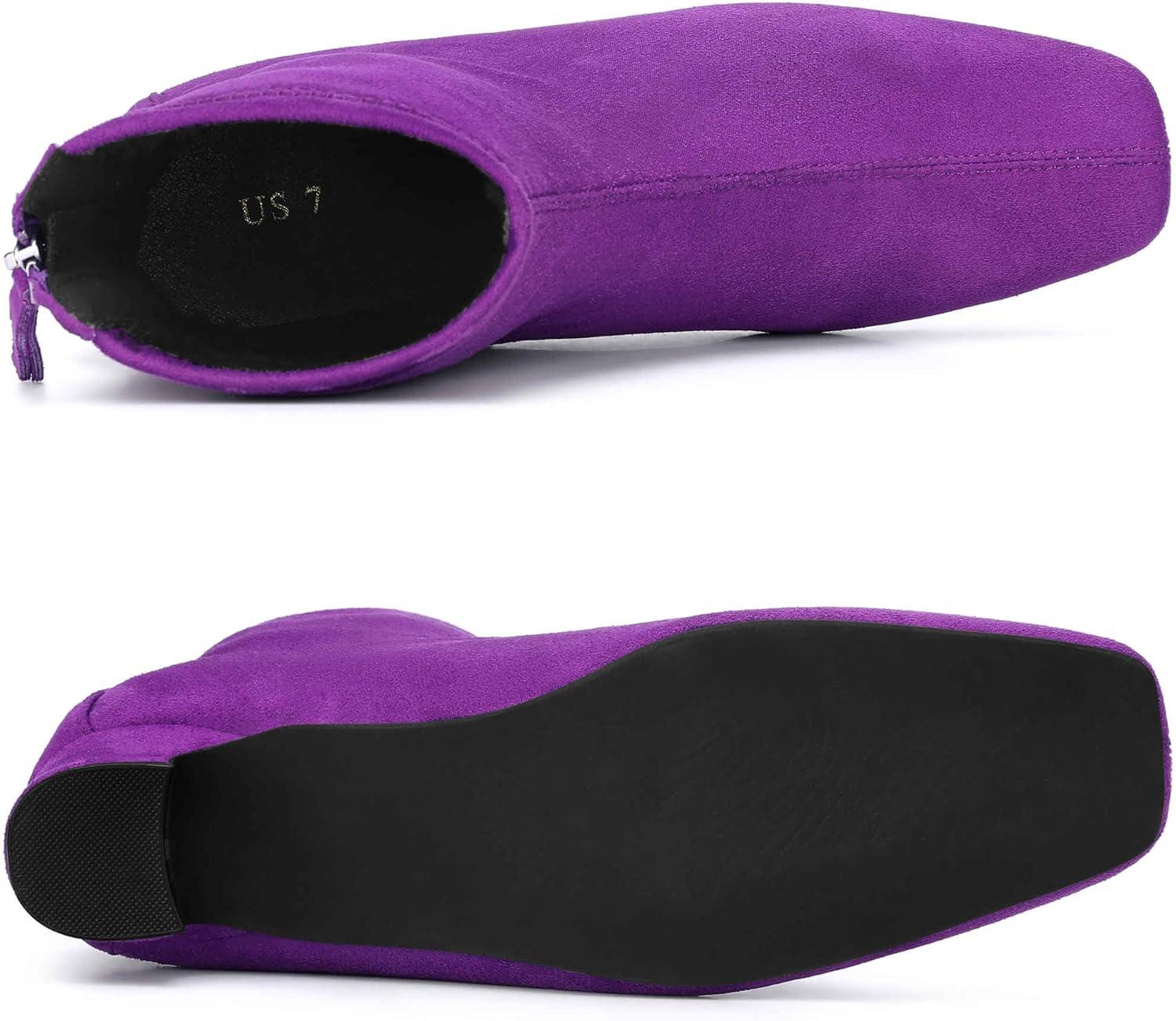 imageAllegra K Womens Square Toe Ankle Boots Chunky Low Heels BootsPurple