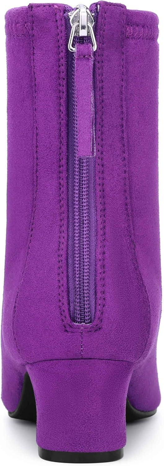 imageAllegra K Womens Square Toe Ankle Boots Chunky Low Heels BootsPurple