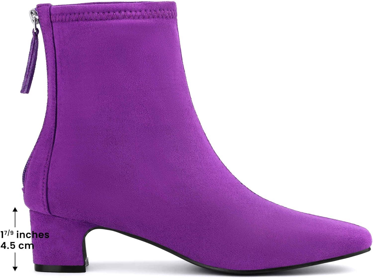 imageAllegra K Womens Square Toe Ankle Boots Chunky Low Heels BootsPurple