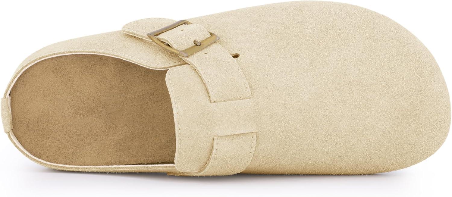 imageAllegra K Womens Suede Clogs Cork Platform Mules with Buckle Slip on SlippersBeige