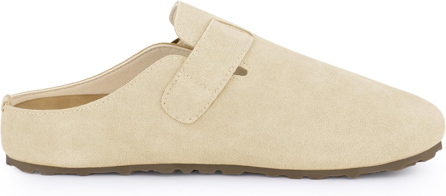 imageAllegra K Womens Suede Clogs Cork Platform Mules with Buckle Slip on SlippersBeige