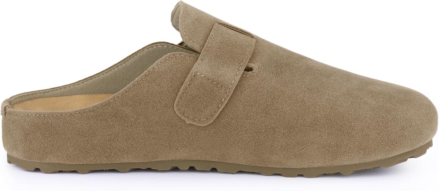 imageAllegra K Womens Suede Clogs Cork Platform Mules with Buckle Slip on SlippersKhaki