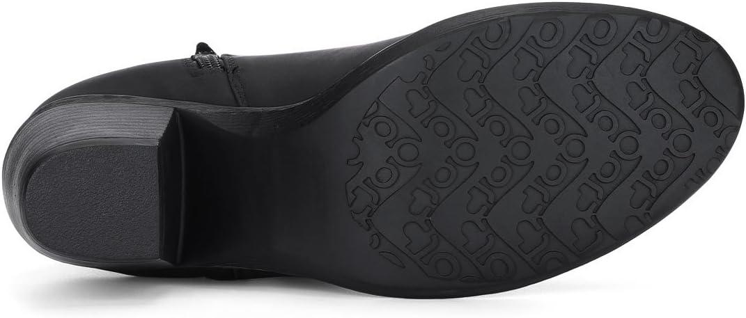 imageAllegra K Womenss Low Chunky Heel Side Zipper Ankle BootiesBlack