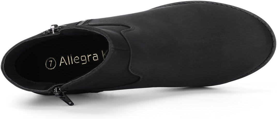 imageAllegra K Womenss Low Chunky Heel Side Zipper Ankle BootiesBlack
