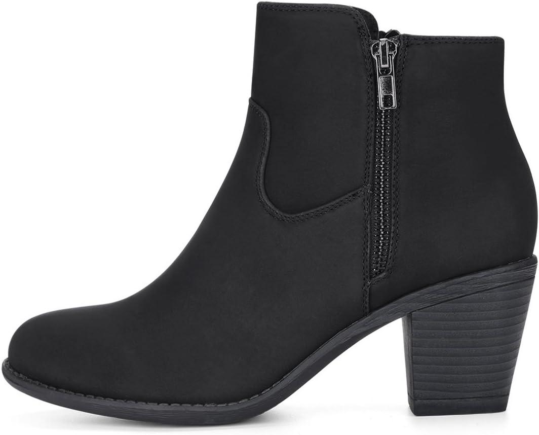 imageAllegra K Womenss Low Chunky Heel Side Zipper Ankle BootiesBlack