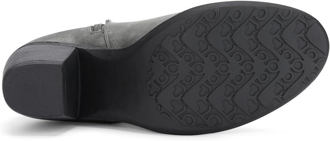 imageAllegra K Womenss Low Chunky Heel Side Zipper Ankle BootiesGrey
