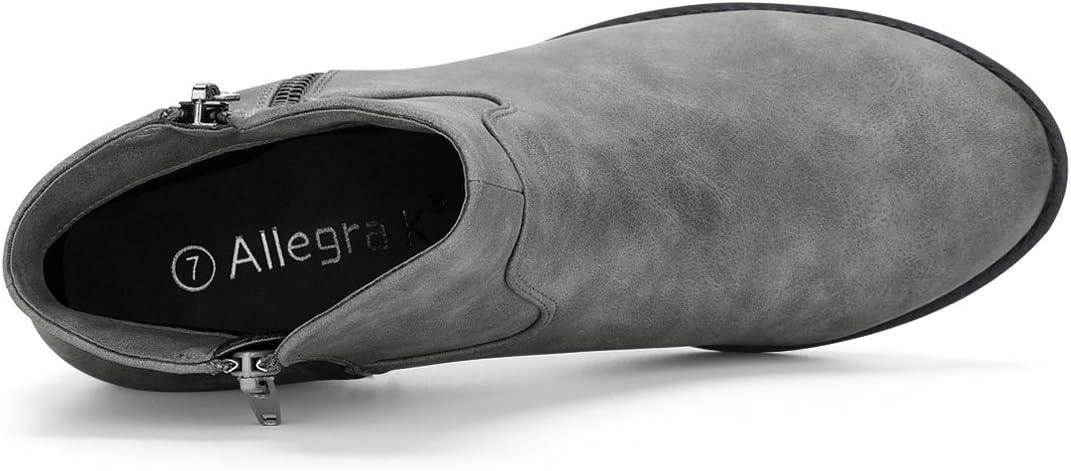 imageAllegra K Womenss Low Chunky Heel Side Zipper Ankle BootiesGrey