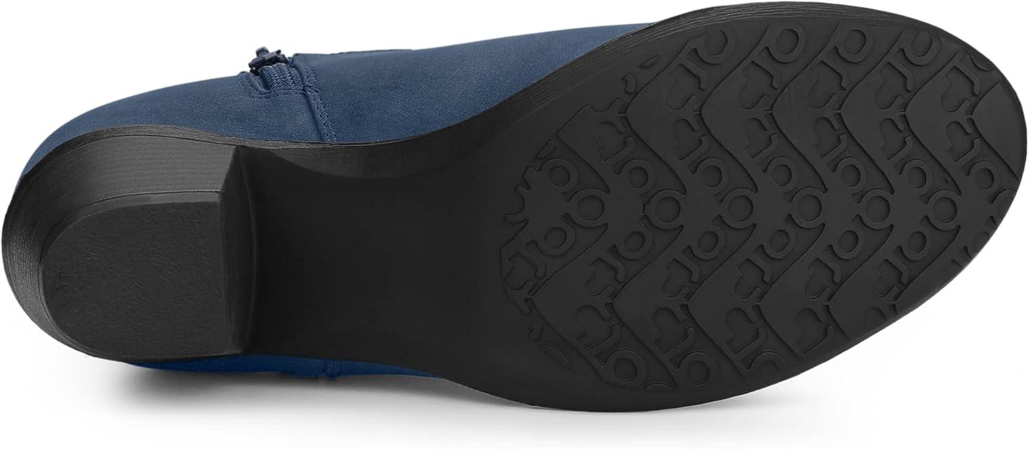 imageAllegra K Womenss Low Chunky Heel Side Zipper Ankle BootiesNavy Blue