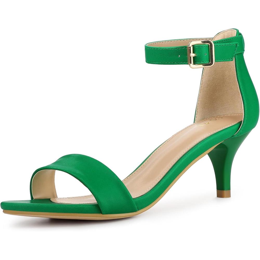 imageAllegra K Womens Ankle Strap Kitten Heel SandalsGreen