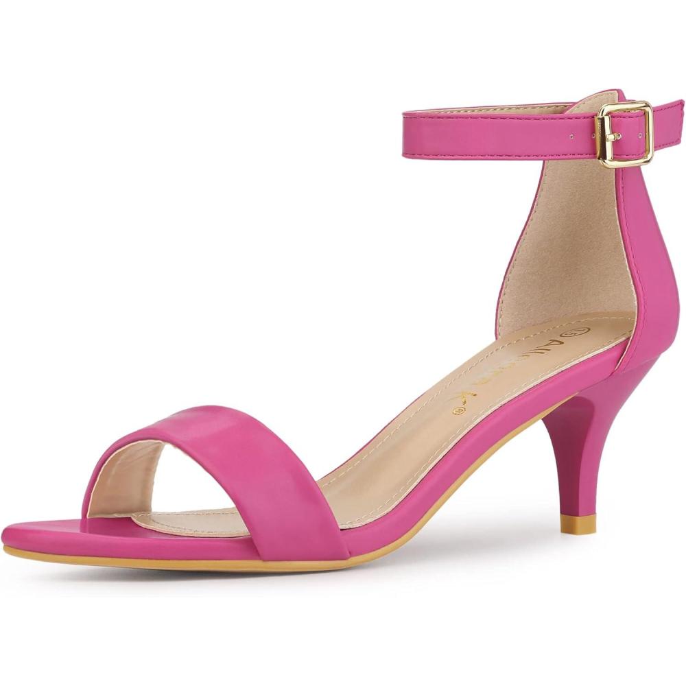 imageAllegra K Womens Ankle Strap Kitten Heel SandalsHot Pink