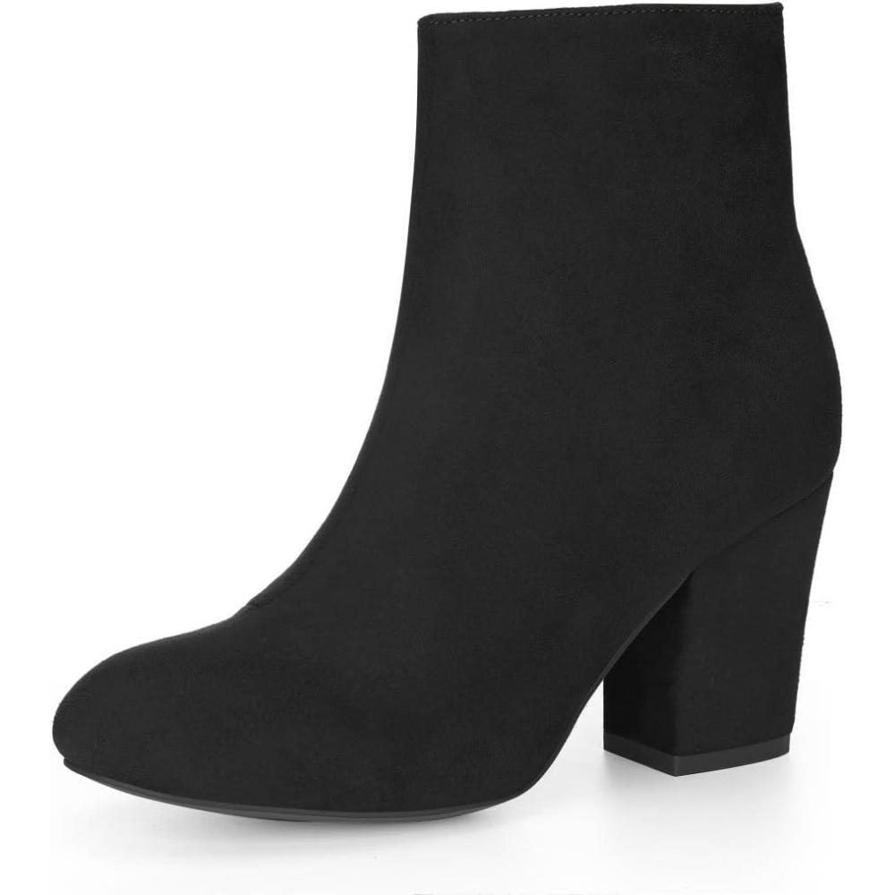 imageAllegra K Womens Round Toe Chunky Heel Ankle BootsBlack