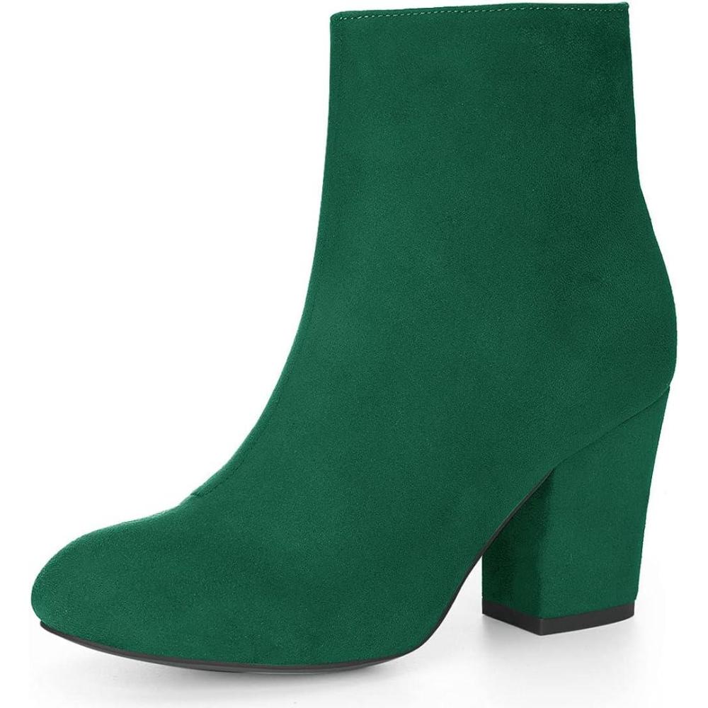 imageAllegra K Womens Round Toe Chunky Heel Ankle BootsEmerald Green