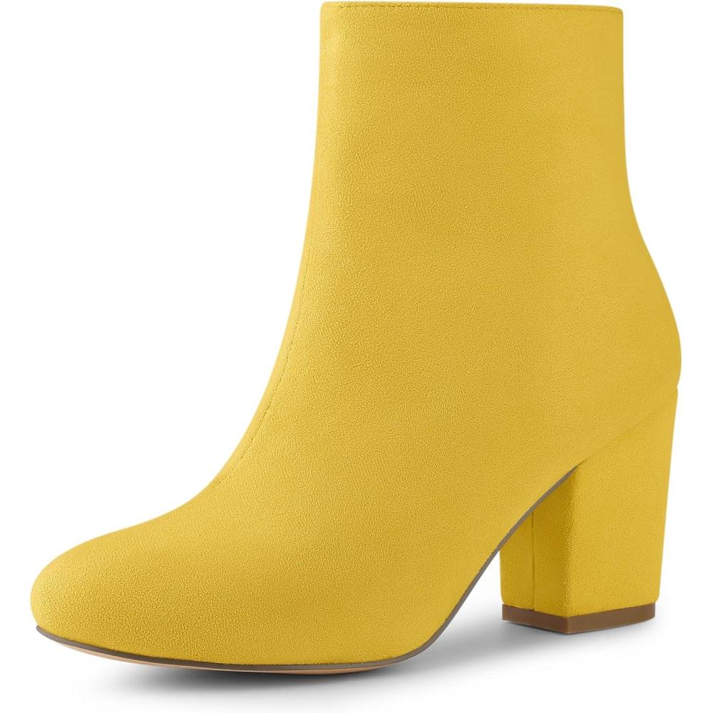 imageAllegra K Womens Round Toe Chunky Heel Ankle BootsYellow