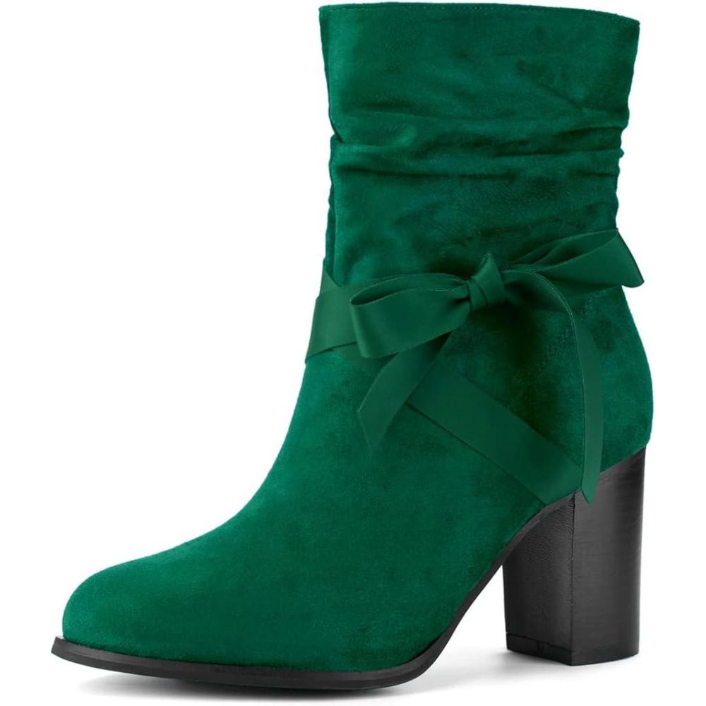 imageAllegra K Womens Slouch Chunky Heel Ankle BootsEmerald Green