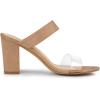 imageAllegra K Womens Dual Clear Strap Block Heels Slides SandalsNude