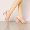 imageAllegra K Womens Dual Clear Strap Block Heels Slides SandalsPink