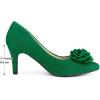 imageAllegra K Womens Flower Closed Pointed Toe Stiletto Heels Shoes PumpsGreen