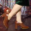 imageAllegra K Womens Heel Boots Pointed Toe Chunky Heels Ankle BootiesBrown