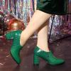 imageAllegra K Womens Heel Boots Pointed Toe Chunky Heels Ankle BootiesGreen