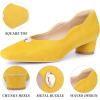 imageAllegra K Womens Mental Buckle Chunky Heel Square Toe Slip on PumpsYellow
