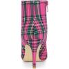 imageAllegra K Womens Plaid Pointed Toe Side Zip Stiletto Heel Ankle BootsHot Pink