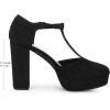 imageAllegra K Womens Platform Round Toe Heels TStrap Chunky High Heel PumpsBlack