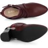 imageAllegra K Womens Pointy Toe Plaid Crisscross Strap Buckle Chunky Heels Ankle BootiesBurgundy