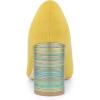 imageAllegra K Womens Pointy Toe Slip on Plaid Printing Closed Toe Dress Shoes Chunky Heel PumpsYellow
