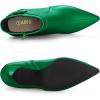 imageAllegra K Womens Pointy Toe Zipper Buckle Decor Kitten Heels Ankle BootsGreen