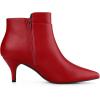 imageAllegra K Womens Pointy Toe Zipper Buckle Decor Kitten Heels Ankle BootsRed