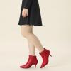 imageAllegra K Womens Pointy Toe Zipper Buckle Decor Kitten Heels Ankle BootsRed