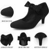 imageAllegra K Womens Round Toe Knot Hook and Loop Strap Kitten Heel PumpsBlack