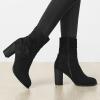 imageAllegra K Womens Slouch Chunky Heel Ankle BootsBlack