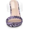 imageAllegra K Womens Snake Print Block Heel Snakeskin Heels Slide SandalsPurple