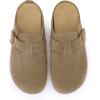 imageAllegra K Womens Suede Clogs Cork Platform Mules with Buckle Slip on SlippersKhaki