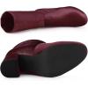 imageAllegra K Womens Velvet Round Toe Block Heels Foldable Mid Calf BootsBurgundy