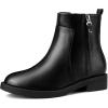 imageAllegra K Round Toe Zipper Chunky Low Heel Ankle Boots for WomenBlack