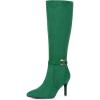 imageAllegra K Womens Buckle Pointed Toe Stiletto Heel Knee High BootsEmerald Green