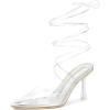 imageAllegra K Womens Clear Heels Lace Up Strappy Stiletto Transparent Heel SandalsSilver