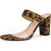 imageAllegra K Womens Dual Clear Strap Block Heels Slides SandalsLeopard